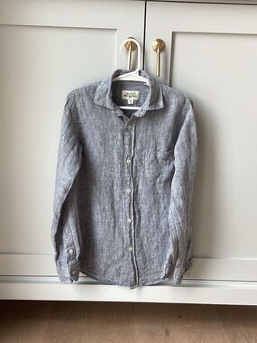 Hartford Light Gray Linen Casual Button-Up Shirt